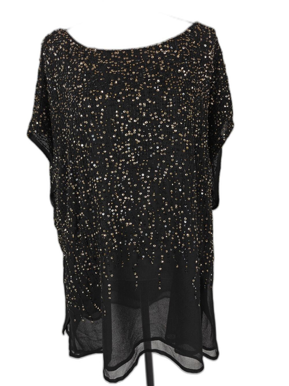 Women's Vince Camuto Sequin Tunic Black Gold 3X